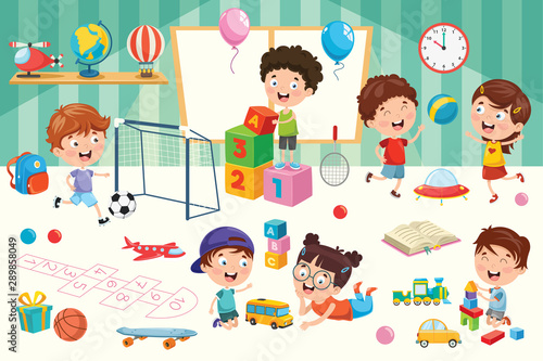 Happy Children Playing With Toys