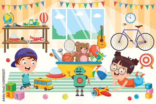 Happy Children Playing With Toys