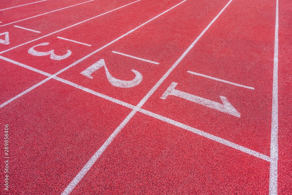 Close up of the stadium's red track