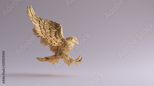 Foto Gold Eagle in Flight Hunting Sculpture Right View 3d illustration 3d render
