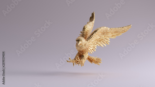 Valokuva Gold Eagle in Flight Hunting Sculpture 3 Quarter Left View 3d illustration 3d re