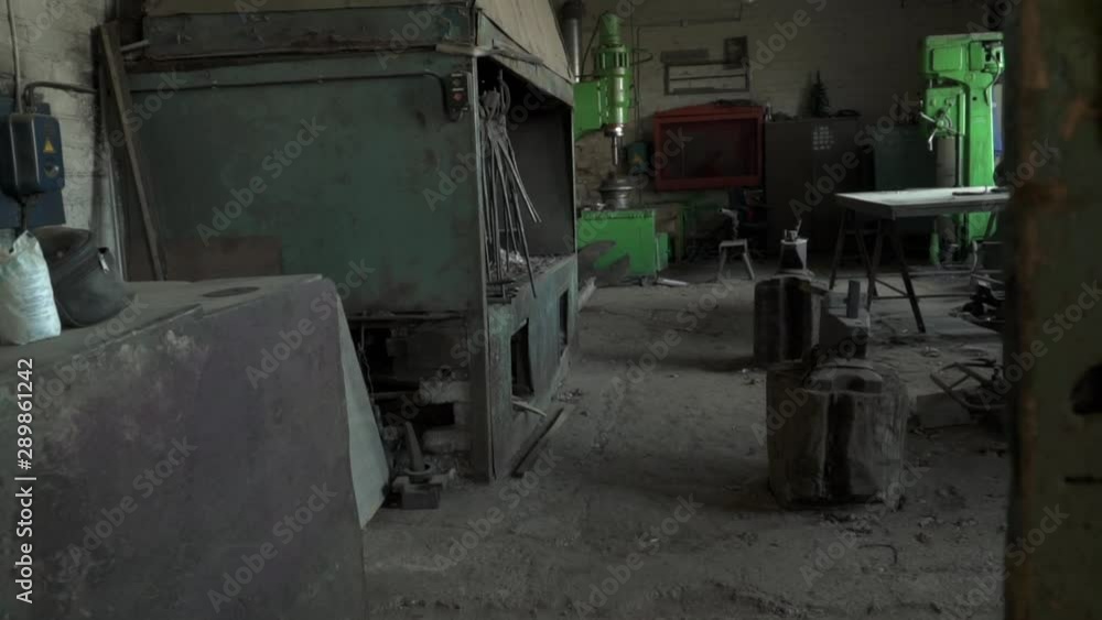 Empty forge workspace in old abandoned factory Empty forge workspace in old abandoned factory