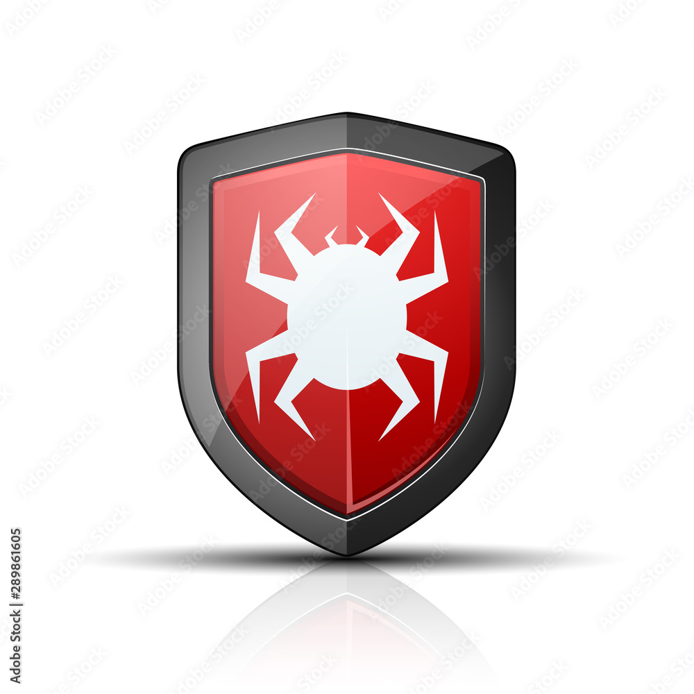 Virus Protection Red Shield sign illustration Virus Protection Red Shield sign illustration