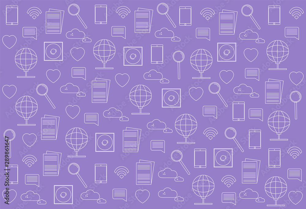 Obraz premium Innovative technologies icons pack vector. Pink background