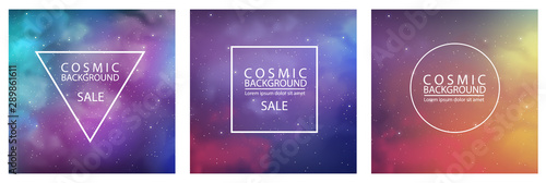 Pack of Cosmic backgrounds with abstract colors vector