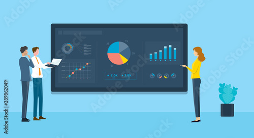 business people analytics  financial  graph report on monitor dashboard concept