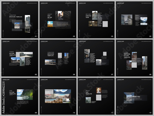 Minimal brochure templates with gray color rectangles, rectangular shapes. Covers design templates for square flyer, leaflet, brochure, report, presentation, blog, advertising, magazine for blogging.