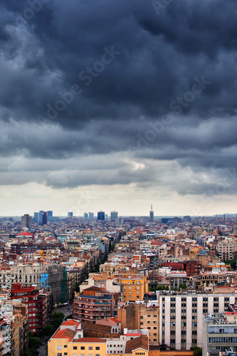 Stormy Sky Above Barcelona City