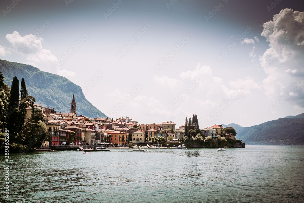 Filtered image of Varenna town seen from Como Lake, Italy