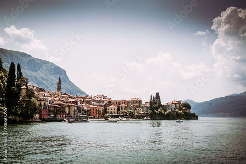 Filtered image of Varenna town seen from Como Lake, Italy