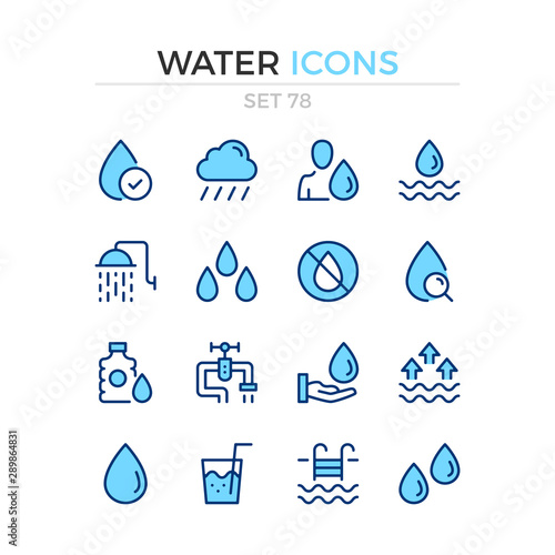 Water icons. Vector line icons set. Premium quality. Simple thin line design. Modern outline symbols collection, pictograms.