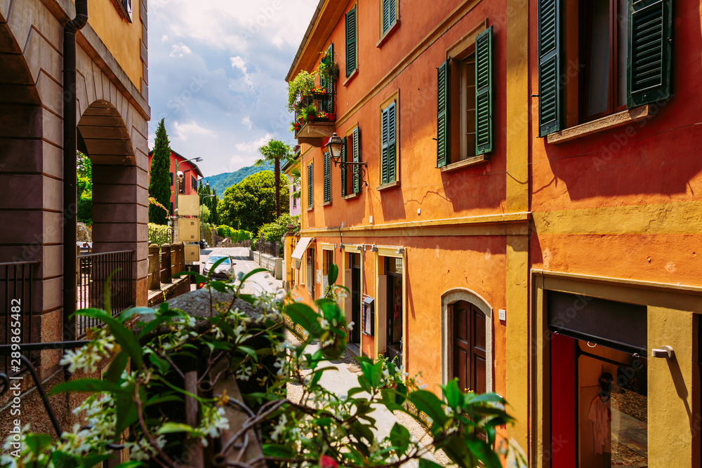 Colorful italian architecture in Bellagio town, Lombardy region, Italy
