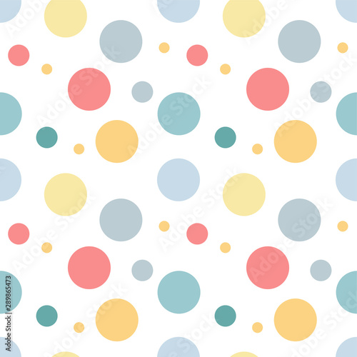 Seamless pattern. Multi-colored circles on a white background.