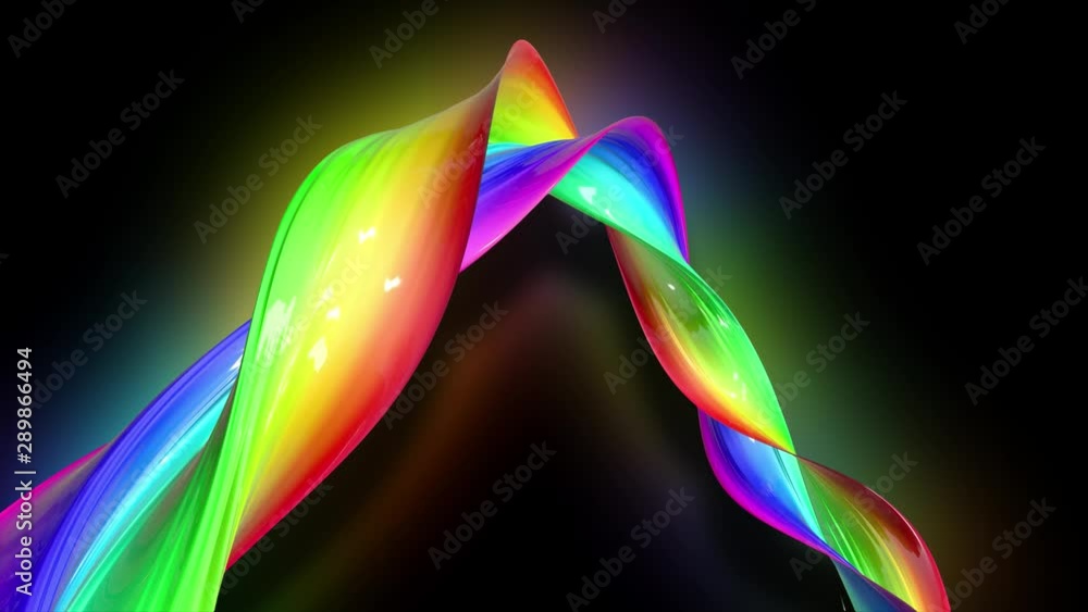 a twisted ribbon of rainbow color glows on a black background. 4k abstract bright colorful background. Use luma matte as alpha channel a twisted ribbon of rainbow color glows on a black background. 4k abstract bright colorful background. Use luma matte as alpha channel