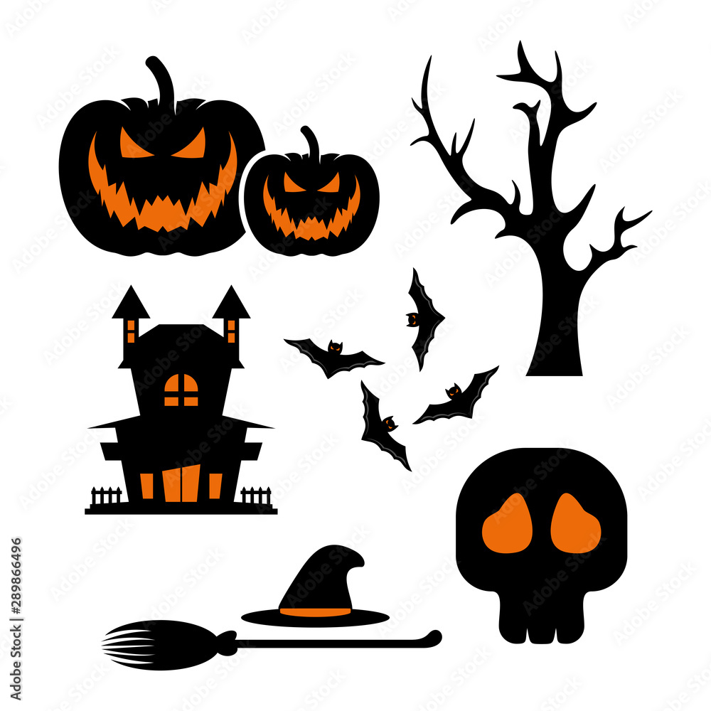 Set of Halloween Design Icon Vector isolated. Template Illustration