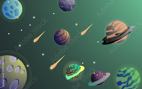 space background with abstract shape planets and asteroids. For web design banner. space exploring. vector illustration