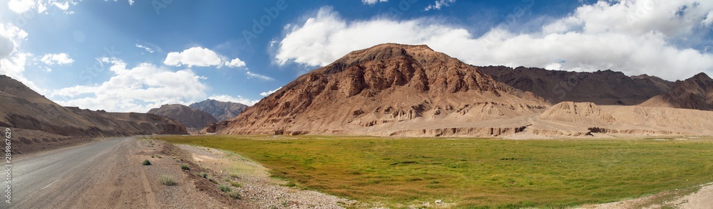 Pamir highway or pamirskij trakt. Pamir mountains