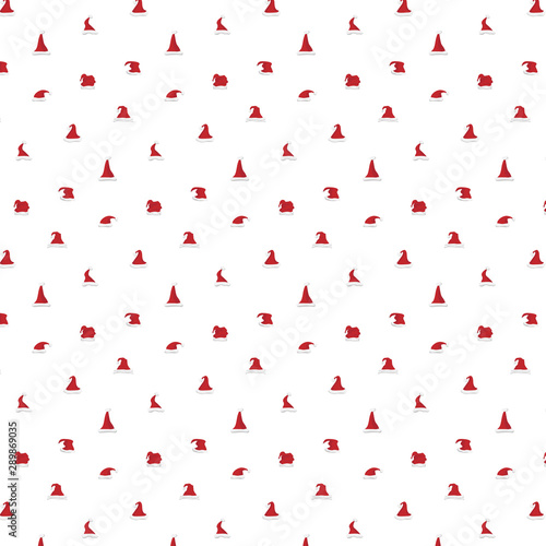 Set of red Santa Claus hats pattern background