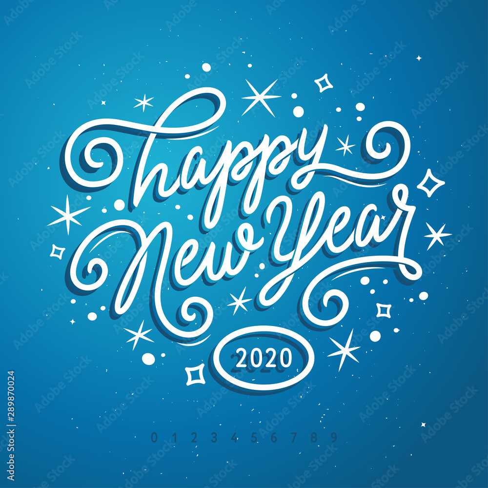 Happy New Year lettering template. Greeting card or invitation. Vector vintage illustration. Happy New Year lettering template. Greeting card or invitation. Vector vintage illustration.
