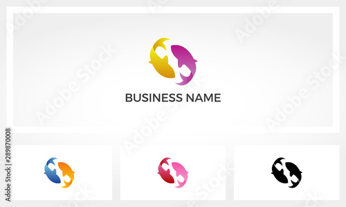 Fishes Swim In Pair Logo