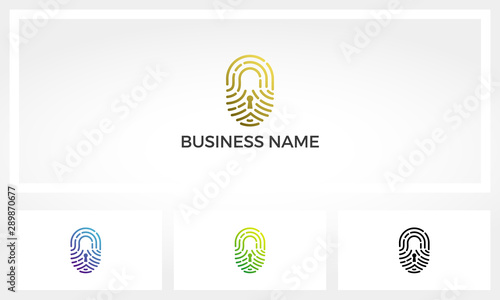 Padlock With Fingerprint Pattern Logo
