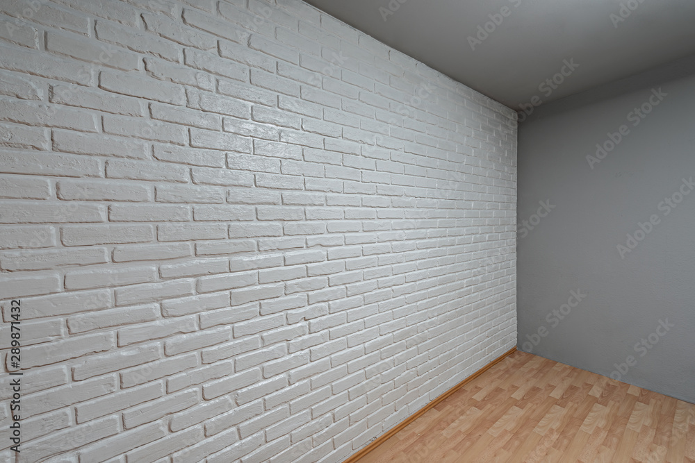 Fototapeta premium white brick wall interior, empty room