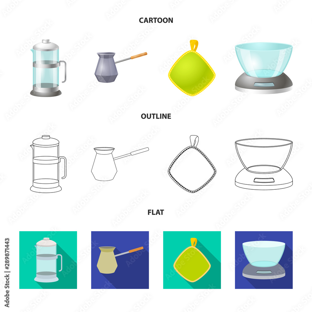 Vector design of kitchen and cook icon. Set of kitchen and appliance stock symbol for web. Vector design of kitchen and cook icon. Set of kitchen and appliance stock symbol for web.