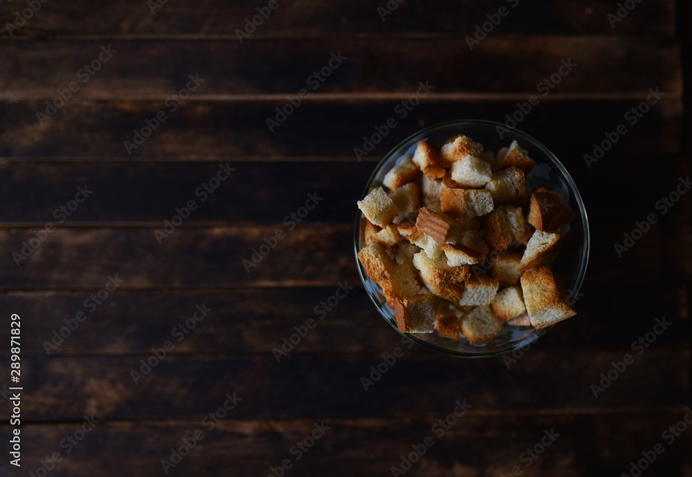 croutons of white bread in a plate croutons of white bread in a plate