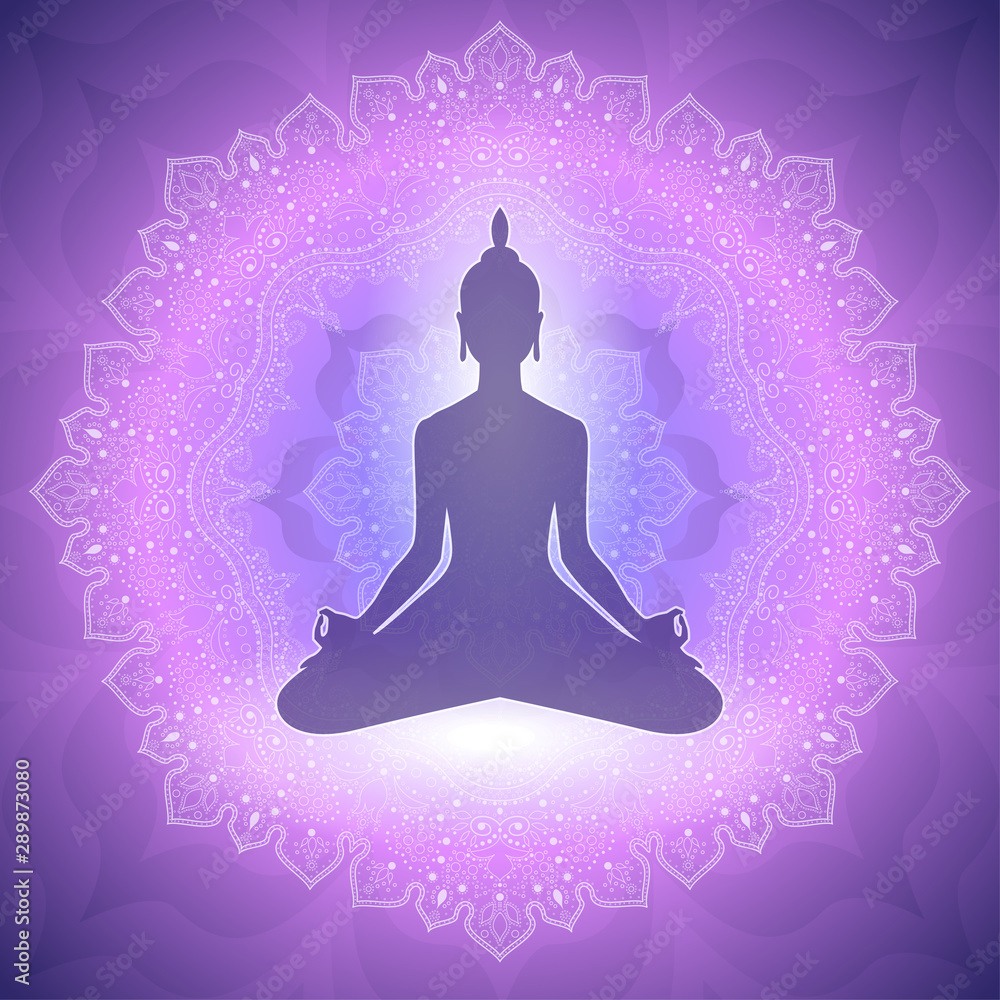 Yoga Meditation In Lotus Pose By Woman Silhouette Background, Vector  Illustration Royalty Free SVG, Cliparts, Vectors, and Stock Illustration.  Image 23777546.