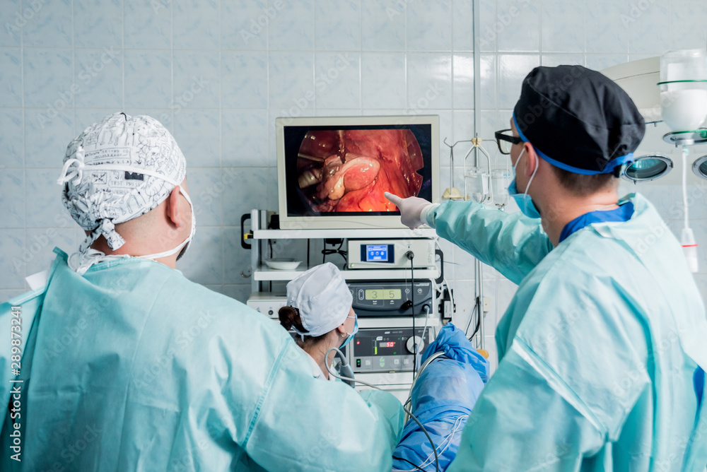 Process of gynecological surgery operation using laparoscopic equipment ...