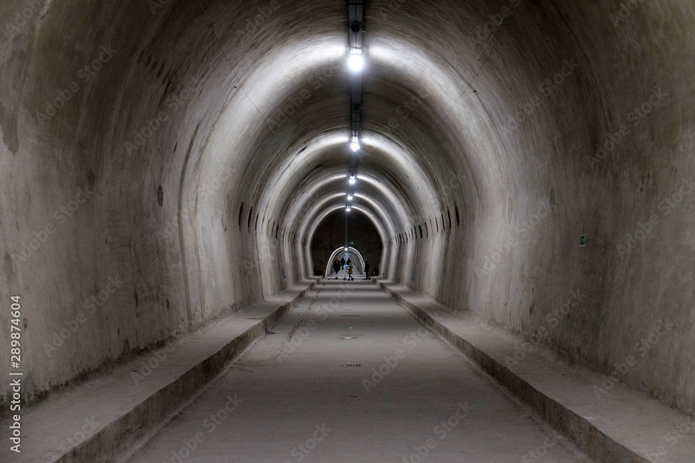 Tunnel Gric is a WW2 under Old town, touristic attraction. Renovated and open for walking and exhibitions, in Zagreb, Croatia.