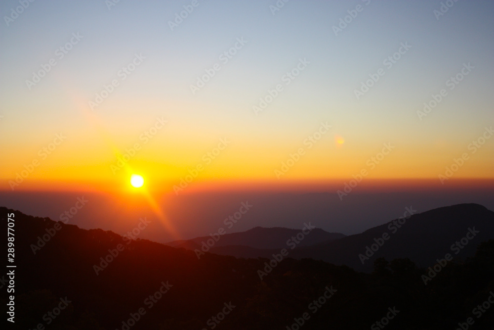 Sun rise Doi Inthanon in Chiangmai thailand Sun rise Doi Inthanon in Chiangmai thailand