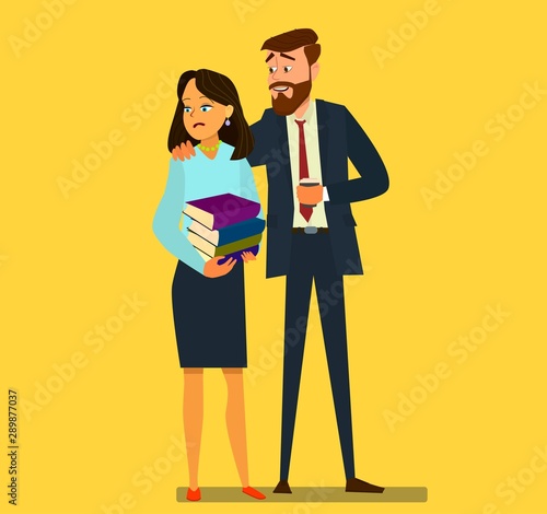 Sexual harassment at work, office woman and her lustful boss,