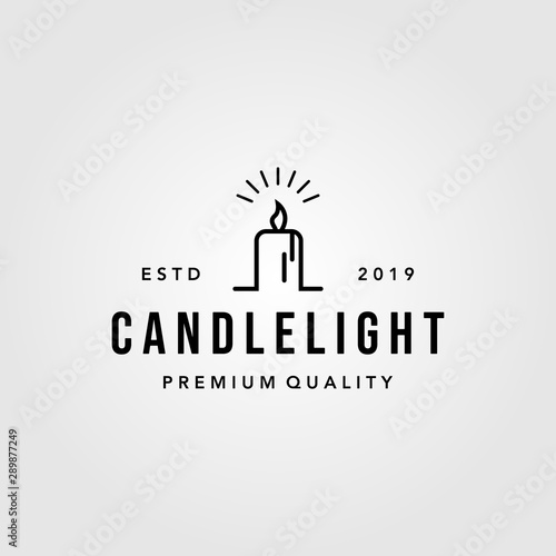 Luxury Vintage line art Candle Light Flame Logo Design Illustration