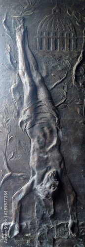 Fototapeta Saint Peter crucified upside down, door of the Saint Peter Catholic Cathedral in