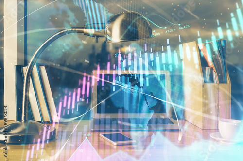Wallpaper Mural Forex market graph hologram and personal computer on background. Multi exposure. Concept of investment. Torontodigital.ca