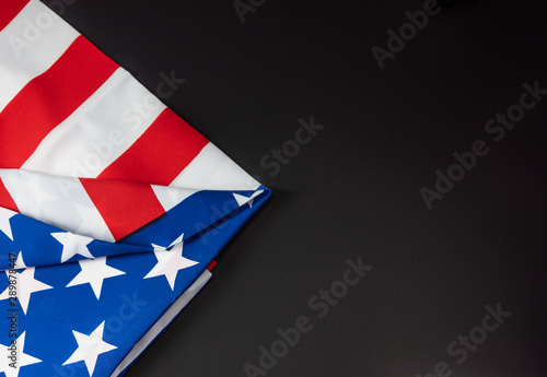 United States of America flag in dark background with copy space for text