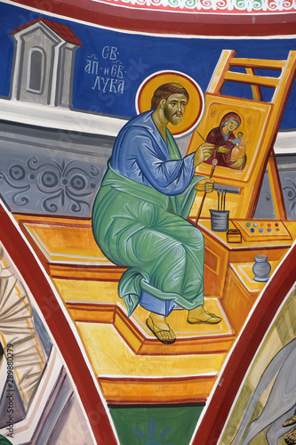 Fotografía Saint Luke the Evangelist, fresco in the Church of Saint Paraskeva of the Balkan