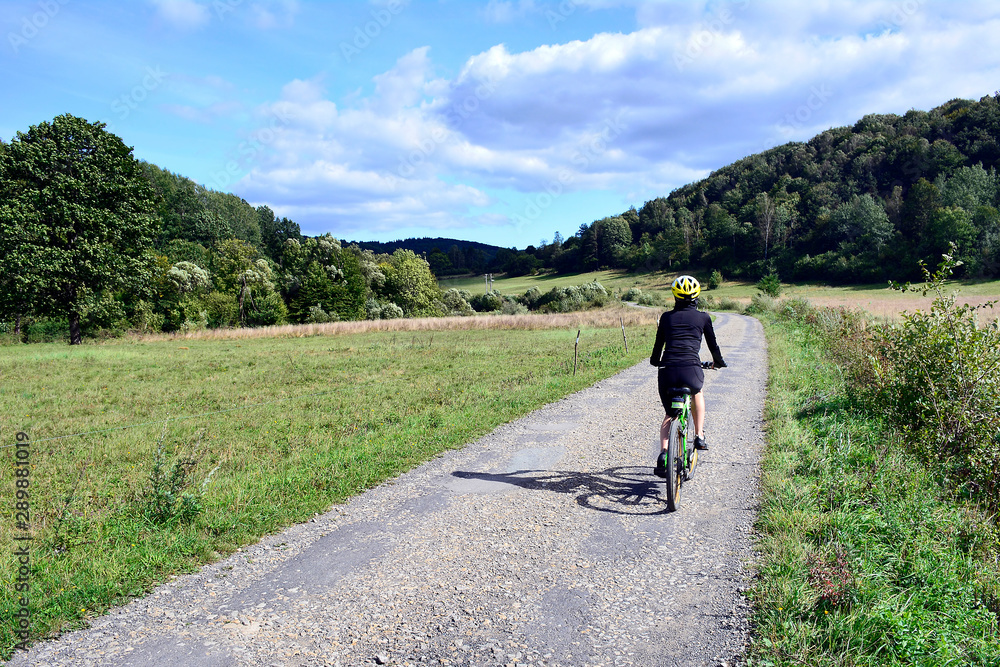 Woman riding a bicycle on a sunny summer day Woman riding a bicycle on a sunny summer day