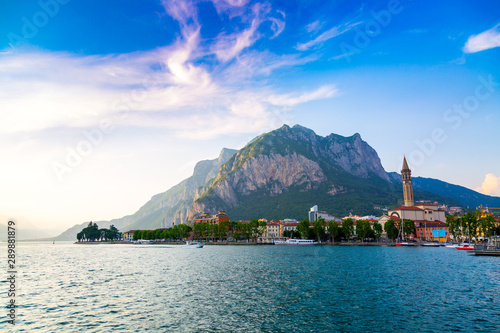Como Lake shore in Lecco city, Lombardy region, Italy