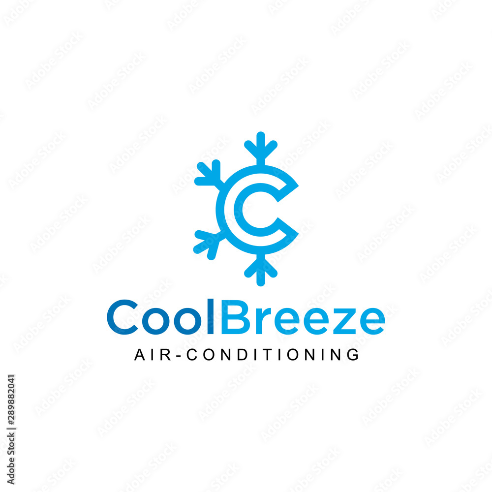 Illustration of the C sign combined with a cold frozen sign that is made modern and clean logo design