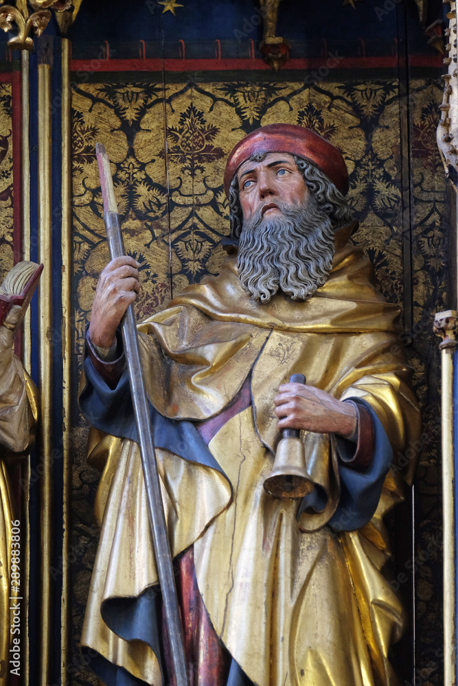Naklejka premium Saint Anthony the Great, Twelve Apostles altar in St James Church in Rothenburg ob der Tauber, Germany