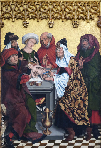 The circumcision of Christ, Twelve Apostles altar in St James Church in Rothenburg ob der Tauber, Germany photo