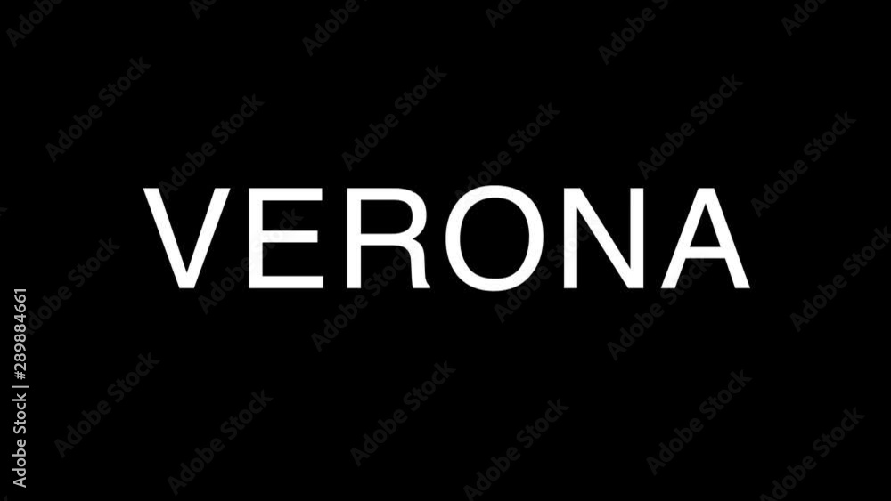 Verona Title Animation. Typography animated. White letter and black background Verona Title Animation. Typography animated. White letter and black background