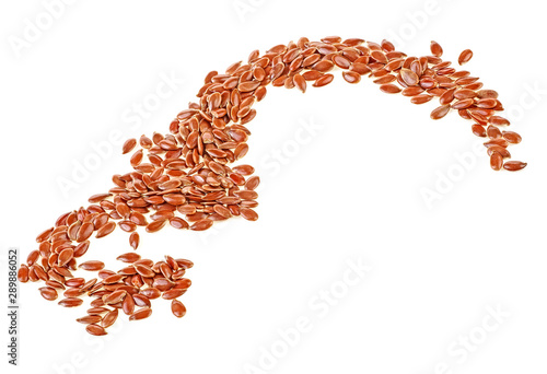 Brown flax seeds isolated on white background