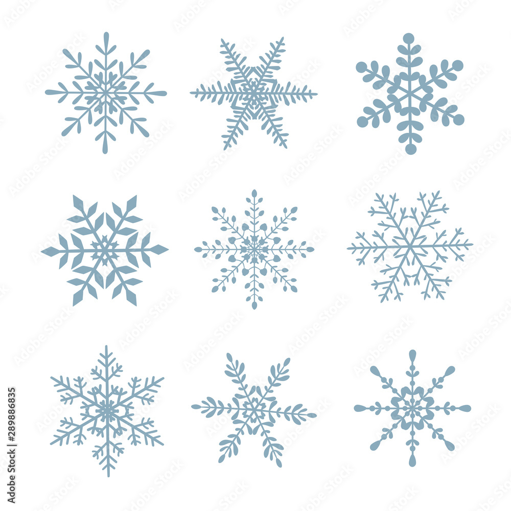 Set of vectors snowflakes on white isolated background. Set of vectors snowflakes on white isolated background.