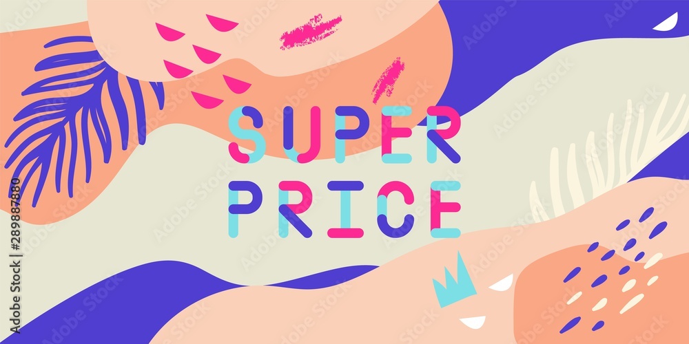 Abstract trendy illustration background media sale post, placard,flat style advertising campaign design elements. Easy customizing art for covers, banners, flyers and posters.