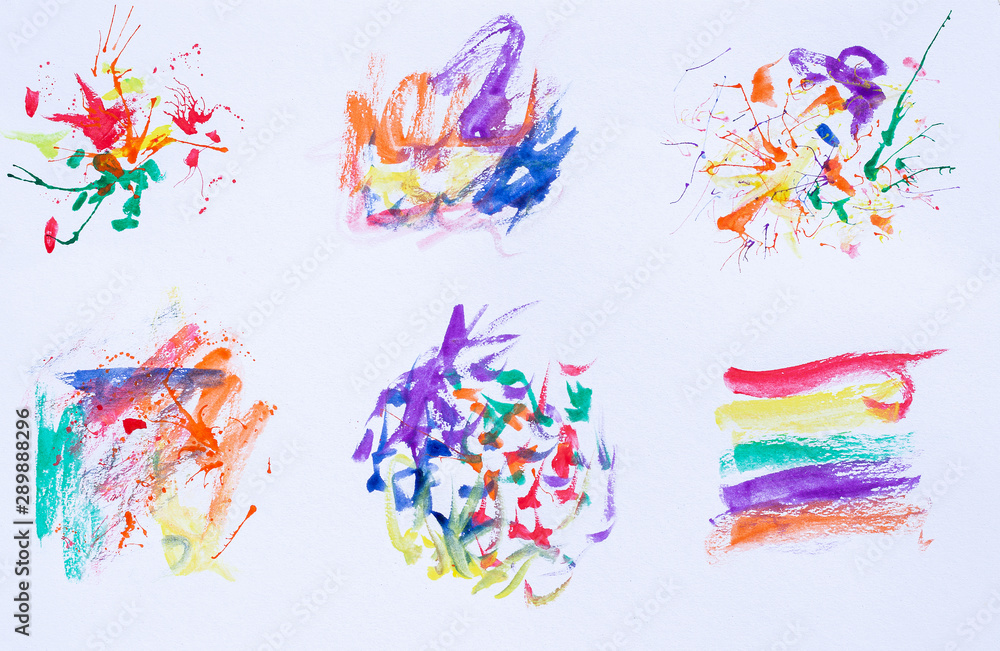 Abstract collection of watercolor on white background