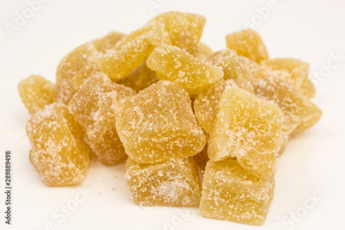 heap of dried candied ginger pieces