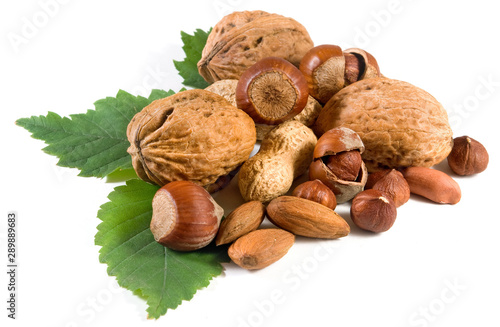 Isolated image of nuts on a white background close-up